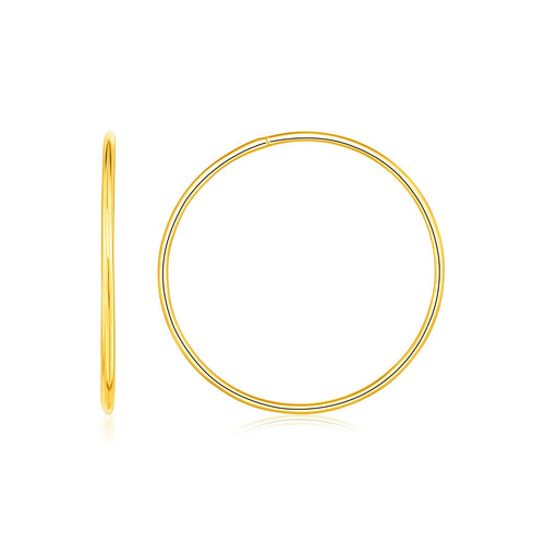 Endless Hoop Style Earrings in 14K Yellow Gold(1.2x30mm) by Avera Group