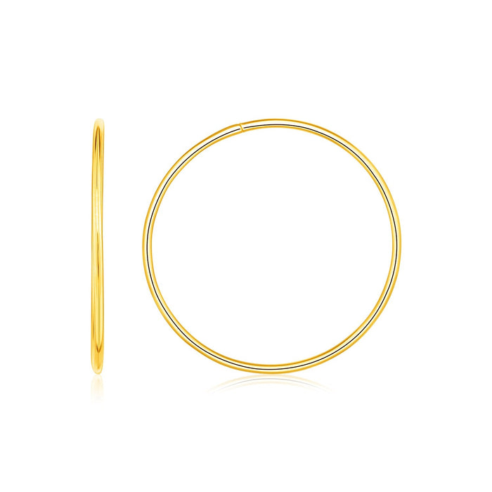 Endless Hoop Style Earrings in 14K Yellow Gold(1.2x30mm) by Avera Group