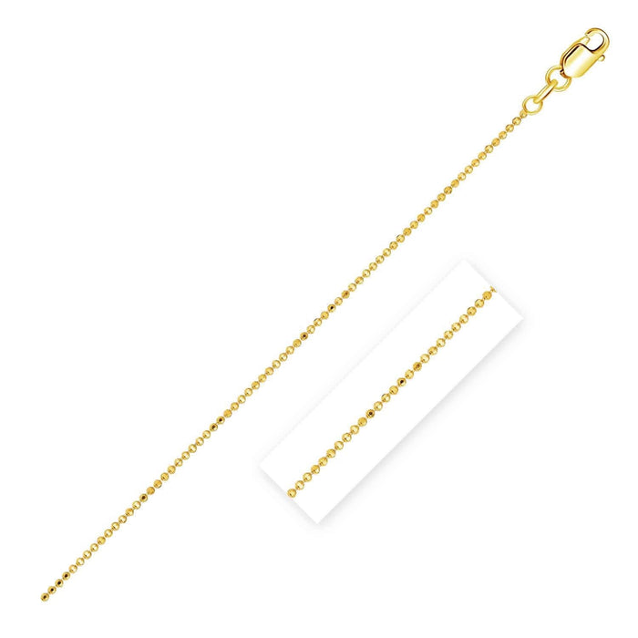 14k Yellow Gold Diamond Cut Bead Chain (0.90 mm) by Avera Group