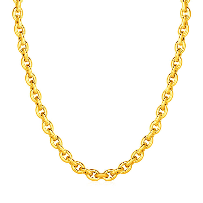 14k Yellow Gold Polished Oval Link Necklace by Avera Group