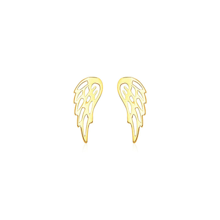 14k Yellow Gold Polished Wing Post Earrings by Avera Group
