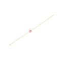 14k Yellow Gold Pink Evil Eye Bracelet (1.00 mm) by Avera Group