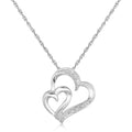 Sterling Silver Diamond Accented Dual Fancy Heart Pendant (.02 cttw) by Avera Group