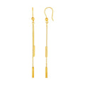Textured Bar Long Drop Earrings in 14k Yellow Gold by Avera Group