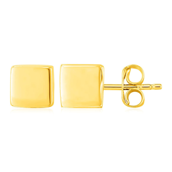 14k Yellow Gold Polished Cube Post Earrings by Avera Group