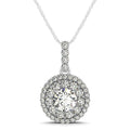 14k White Gold Diamond Halo Round Shape Pendant (1 1/4 cttw) by Bids.com