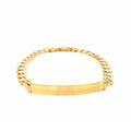 14k Two Tone Gold 8 1/2 inch Mens Narrow Curb Chain ID Bracelet with White Pave by Avera Group