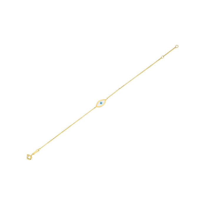 14k Yellow Gold MOP Evil Eye Bracelet by Avera Group