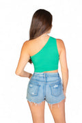 Ribbed Knit Cut Out One Shoulder Crop Top {BT3972} by The House of Stylez