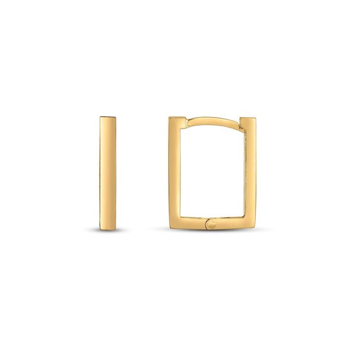 14k Yellow Gold Rectangle Huggie Hoops by Avera Group