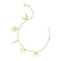 14k Yellow Gold 7 inch Bracelet with Polished Charms by Avera Group