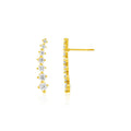 14k Yellow Gold Climber Post Earrings with Cubic Zirconias by Avera Group