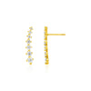 14k Yellow Gold Climber Post Earrings with Cubic Zirconias