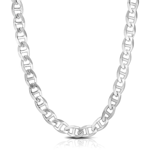 Sterling Silver Rhodium Plated Mariner Chain (8.00 mm) by Avera Group