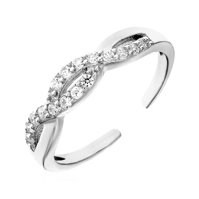 Toe Ring with Intertwined Cubic Zirconia in Sterling Silver by Avera Group