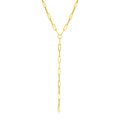 14k Yellow Gold Paperclip Chain Lariat Necklace by Avera Group