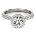 14k White Gold Halo Diamond Engagement Ring with Pave Band (1 1/3 cttw) by Bids.com