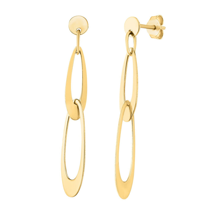 14k Yellow Gold Italian Oval Link Earrings by Avera Group