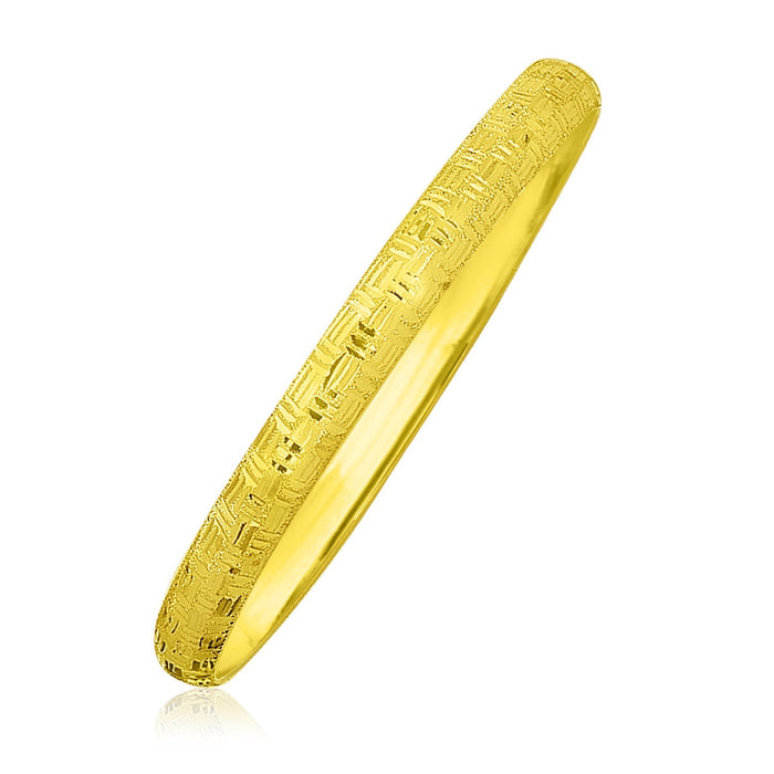 10k Yellow Gold Greek Pattern Textured Bangle by Avera Group