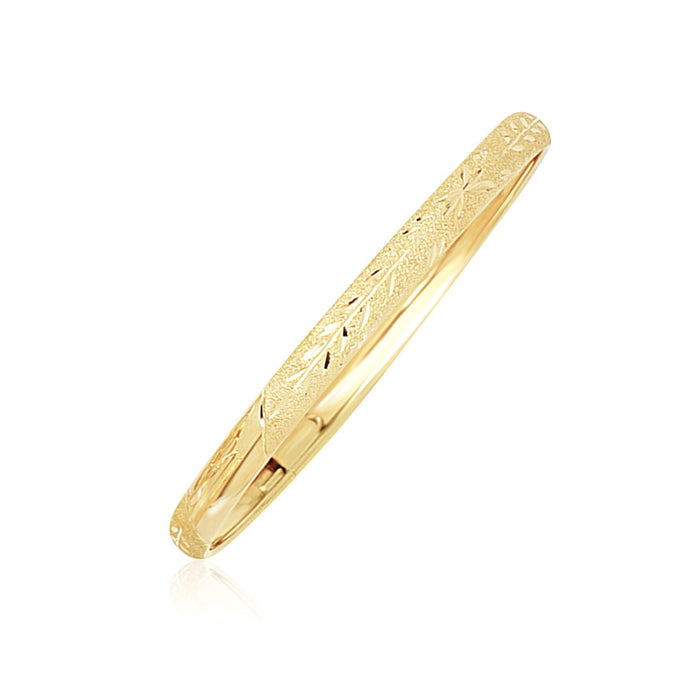 10k Yellow Gold Dome Childrens Diamond Cut Florentine Bangle by Avera Group