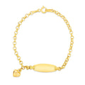 14k Yellow Gold Heart Accented Childrens Cable Chain ID Bracelet (6.35 mm) by Avera Group