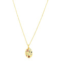 14k Yellow Gold High Polish Oval Gemstone Inlay Necklace by Avera Group