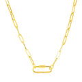 14k Yellow Gold Paperclip Chain Necklace with Oval Carabiner Clasp by Avera Group