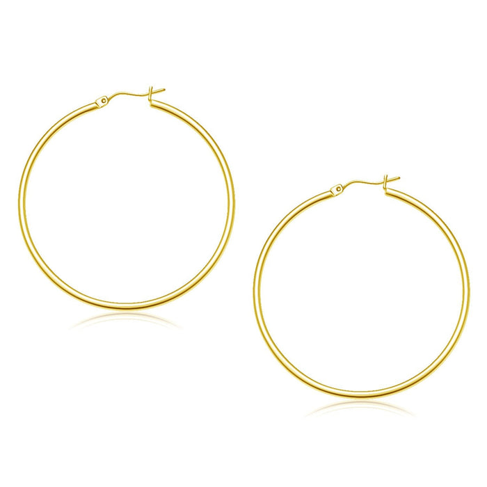 10k Yellow Gold Polished Hoop Earrings (45 mm) by Avera Group