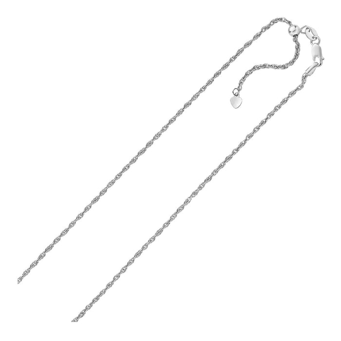 Sterling Silver 1.5mm Adjustable Rope Chain by Avera Group