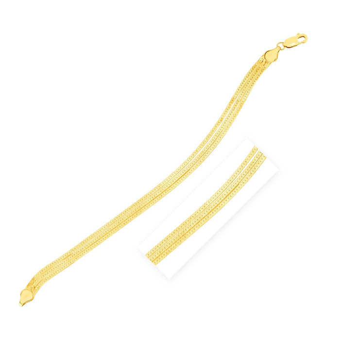 14k Yellow Gold 7 inch Three Strand Herringbone Chain Bracelet (1.80 mm) by Avera Group