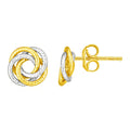 14k Two Tone Gold Love Knot Earrings by Avera Group