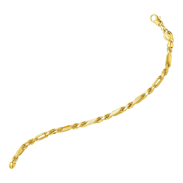 14k Yellow Gold 8 1/2 inch Figaro Chain Bracelet by Avera Group