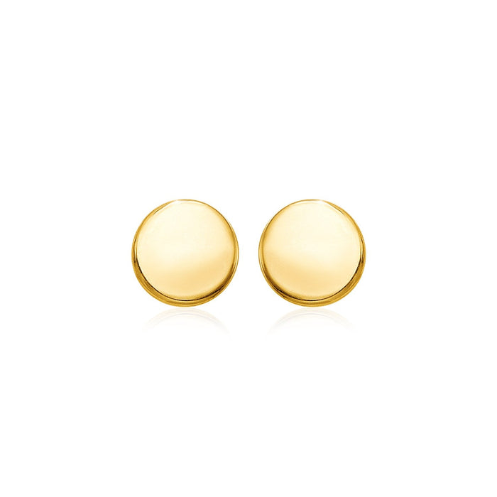 14k Yellow Gold Polished Round Post Earrings by Avera Group