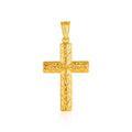 14k Yellow Gold Reversible Textured Cross Pendant by Avera Group