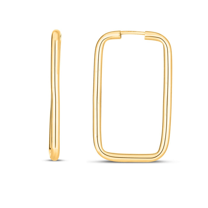 14k Yellow Gold Endless Rectangle Hoops by Avera Group