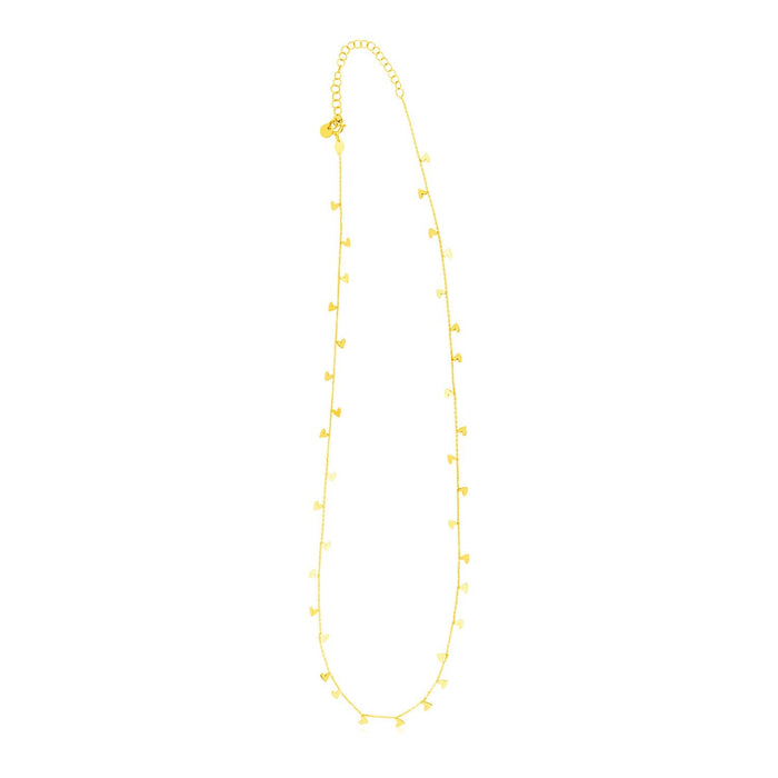 14K Yellow Gold Necklace with Dangling Hearts by Avera Group