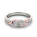 14k White And Rose Gold Round Two Diamond Curved Band Ring (5/8 cttw) by Bids.com