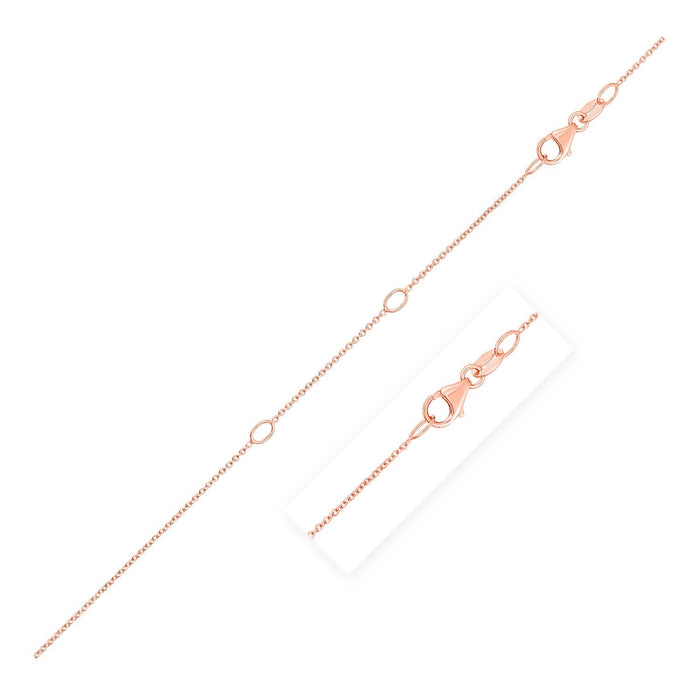 Double Extendable Cable Chain in 14k Rose Gold (0.85 mm) by Avera Group