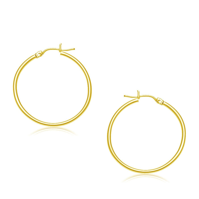 10k Yellow Gold Polished Hoop Earrings (30 mm) by Avera Group