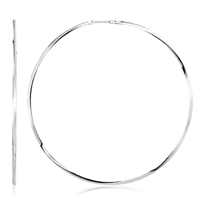 Sterling Silver Large Polished Round Hoop Earring by Avera Group