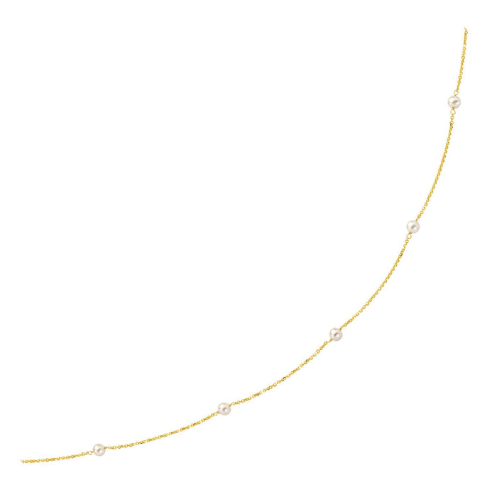 14k Yellow Gold Necklace with White Pearls by Avera Group