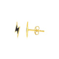 14k Yellow Gold and Enamel Black Lightning Bolt Stud Earrings by Avera Group