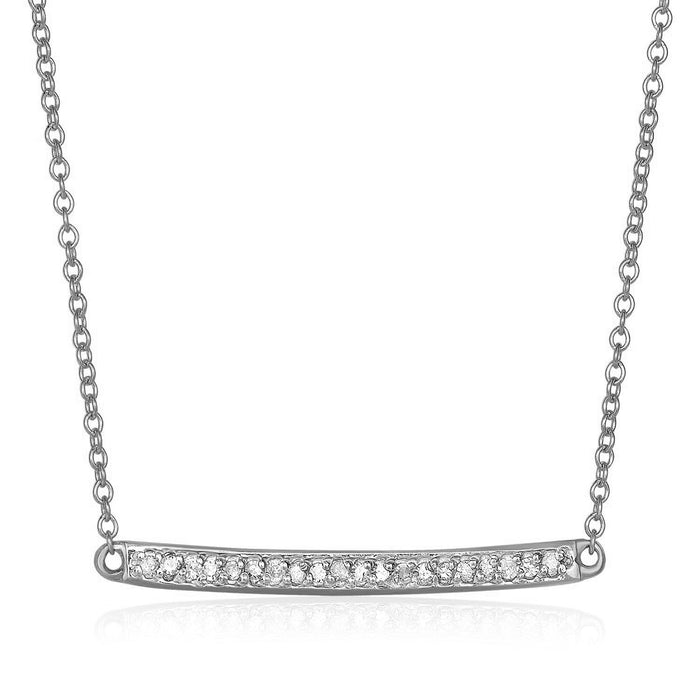 14k White Gold Necklace with Gold and Diamond Bar (1/10 cttw) by Avera Group