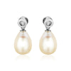 Sterling Silver Earrings with Pear Shaped Freshwater Pearls and Cubic Zirconias