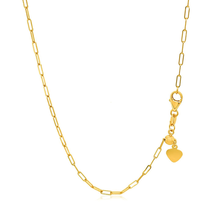 14k Yellow Gold Adjustable Paperclip Chain 1.5mm by Avera Group