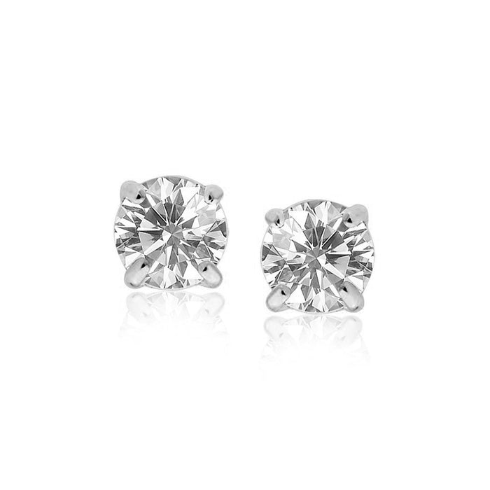 Sterling Silver 8.0mm Round CZ Stud Earrings by Avera Group