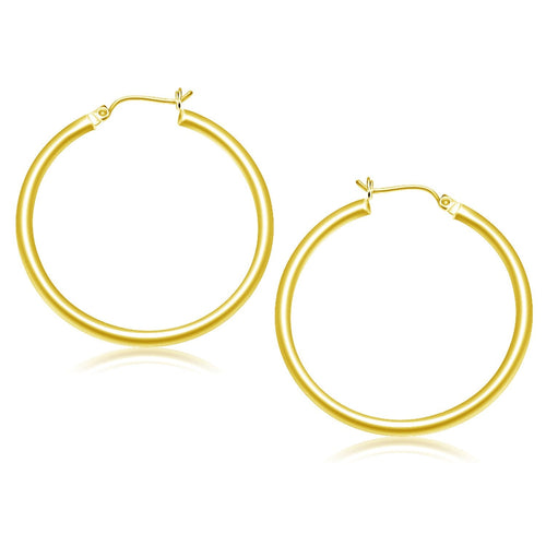 10k Yellow Gold Polished Hoop Earrings (3x40mm) by Avera Group