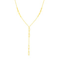 14K Yellow Gold Lariat Necklace with Paperclip Chain Stations by Bids.com