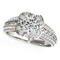 Round Diamond Floral Motif Engagement Ring in 14k White Gold (1 3/8 cttw) by Bids.com