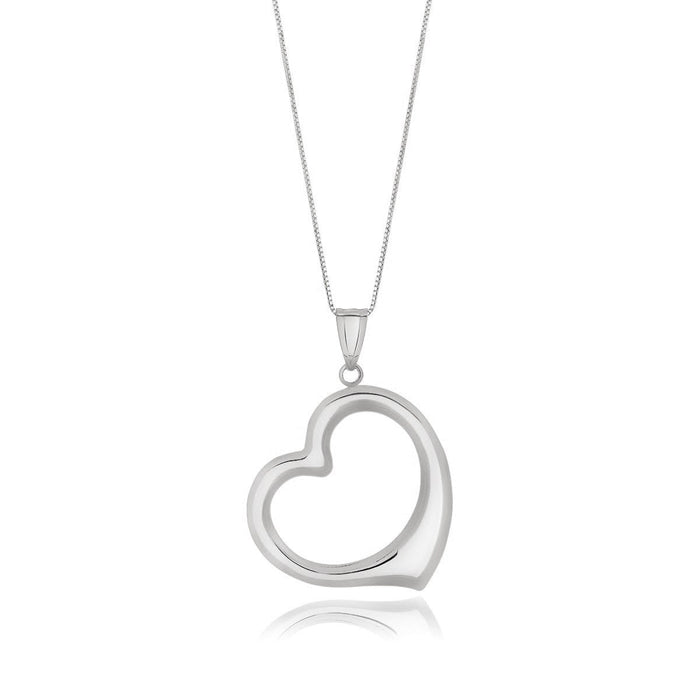 14k White Gold Floating Heart Drop Pendant by Avera Group